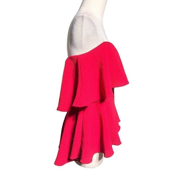 Do + Be NWT Red Strapless Ruffled Frilly Peplum Blouse Size Large - Picture 2 of 4